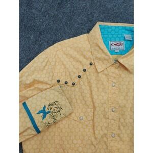 Roper Shirt Women 2X Yellow Embroidered Floral Rodeo Cowgirl Western Snap